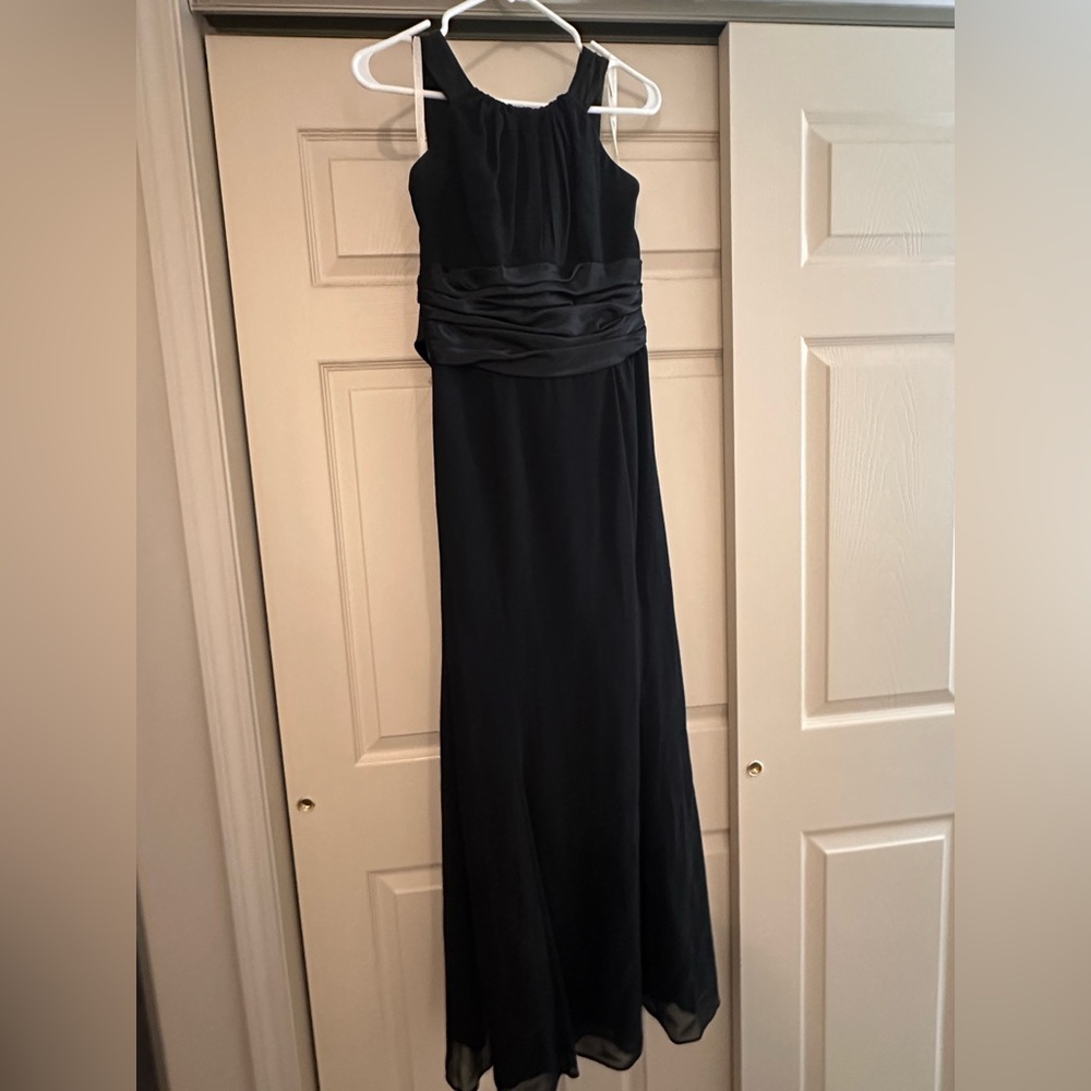 Black bridesmaid dress with satin bow